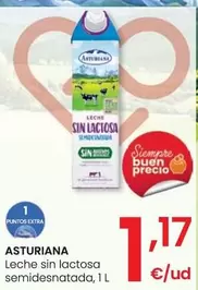 Oferta de Asturiana - Leche Sin Lactosa Semidesnatada por 1,17€ en Eroski