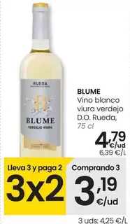 Oferta de Blume - Vino Blanco Viura Verdejo D.O. Rueda por 4,79€ en Eroski