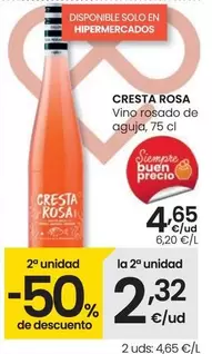 Oferta de Cresta Rosa - Vino Rosado De Aguja por 4,65€ en Eroski