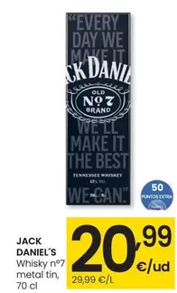 Oferta de Jack Daniel's - Whisky N°7 Metal Tin por 20,99€ en Eroski