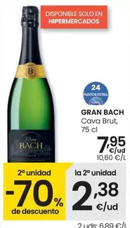 Oferta de Gran Bach - Cava Brut por 7,95€ en Eroski