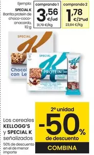 Oferta de Kellogg's - Special K Barrita Proteine De Choco-Coco-Anacardo por 3,56€ en Eroski