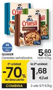 Oferta de Quaker - Cereales Señalizados por 5,6€ en Eroski