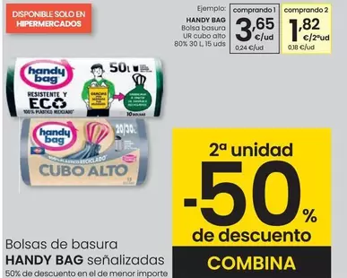 Oferta de Handy Bag - Bolsa Basura Ur Cubo Alto por 3,65€ en Eroski