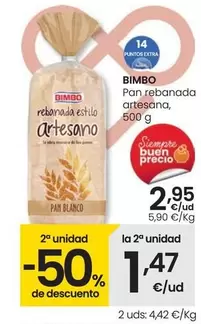 Oferta de Bimbo - Pan Rebanada Artesana por 2,95€ en Eroski