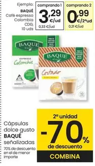 Oferta de Baqué Café - Cafe Espresso Colombia CDG por 3,29€ en Eroski