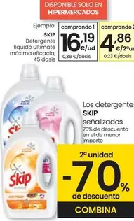 Oferta de Skip - Detergente Líquido Ultimate Máxima Eficacia por 16,19€ en Eroski