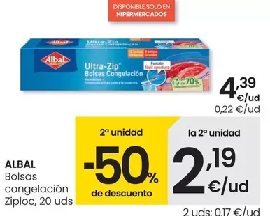 Oferta de Albal - Bolsas Congelación Ziploc por 4,39€ en Eroski