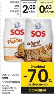 Oferta de Sos - Arroz Integral por 2,09€ en Eroski