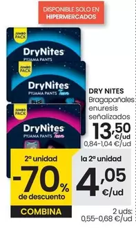 Oferta de DryNites - Bragapanales Enuresis Senalizados por 13,5€ en Eroski