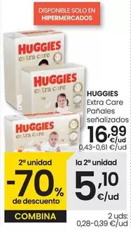 Oferta de Huggies - Extra Care Panales Senalizados por 16,99€ en Eroski