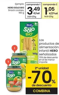 Oferta de Hero - Solo Bio Snack Cookies  por 3,49€ en Eroski