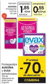 Oferta de Ausonia - Protegeslip Normal por 1,85€ en Eroski