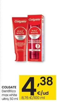 Oferta de Colgate - Dentífrico Max White Ultra por 4,38€ en Eroski