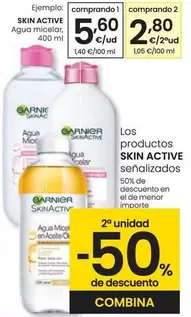 Oferta de Skin Active - Agua Micelar por 5,6€ en Eroski