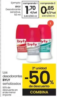 Oferta de Byly - Los Desodorante Sensitive por 1,7€ en Eroski