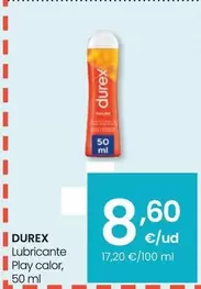 Oferta de Durex - Lubricante Play Calor por 8,6€ en Eroski