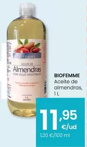 Oferta de Biofemme - Aceite De Almendras por 11,95€ en Eroski