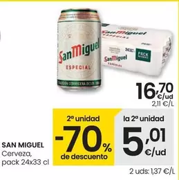 Oferta de San Miguel - Cerveza por 16,7€ en Eroski