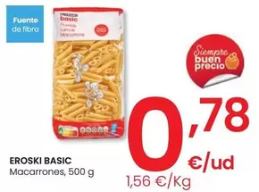 Oferta de Eroski Basic - Macarrones por 0,78€ en Eroski