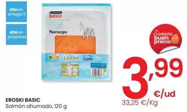 Oferta de Eroski Basic - Salmón Ahumado por 3,99€ en Eroski