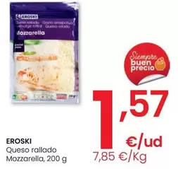 Oferta de Eroski - Queso Rallado Mozzarella por 1,57€ en Eroski