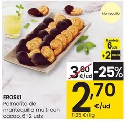 Oferta de Eroski - Palmerita De Mantequilla Multi Con Cacao por 2,7€ en Eroski