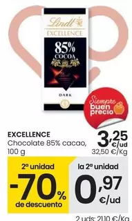 Oferta de Lindt - Excellence Chocolate 85% Cacao por 3,25€ en Eroski