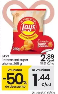 Oferta de Lay's - Patatas Sal Super Ahorro por 2,89€ en Eroski