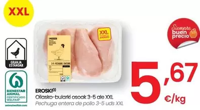 Oferta de Eroski - Pechuga Entera De Pollo por 5,67€ en Eroski