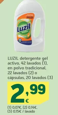 Oferta de Luzil - Detergente Gel Activo por 2,99€ en HiperDino