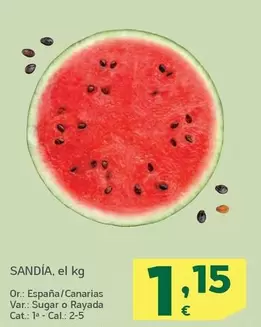 Oferta de España - Sandía por 1,15€ en HiperDino