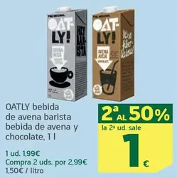 Oferta de Oatly - Bebida De Avena Barista Bebida De Avena Y Chocolate por 1,99€ en HiperDino