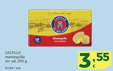 Oferta de Castillo De Holanda - Mantequilla Sin Sal por 3,55€ en HiperDino