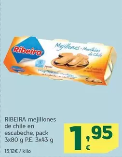 Oferta de Ribeira - Mejillones De Chile En Escabeche por 1,95€ en HiperDino