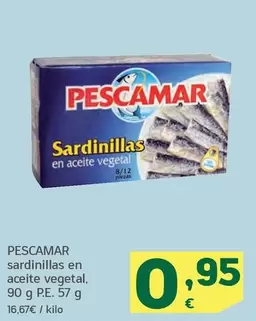 Oferta de Pescamar - Sardinillas En Aceite Vegetal por 0,95€ en HiperDino