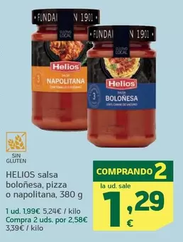 Oferta de Helios - Salsa Bolonesa, Pizza O Napolitana por 1,99€ en HiperDino