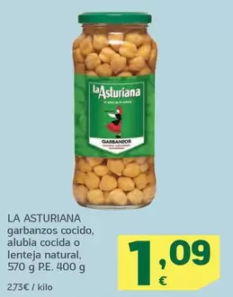 Oferta de La Asturiana - Garbanzos Cocido, Alubia Cocida O Lenteja Natural por 1,09€ en HiperDino