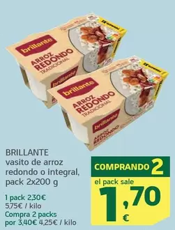 Oferta de Brillante - Vasito De Arroz Redondo O Integral por 2,3€ en HiperDino