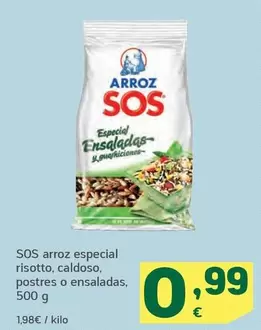 Oferta de Sos - Arroz Especial Risotto, Caldoso, Postres O Ensaladas por 0,99€ en HiperDino