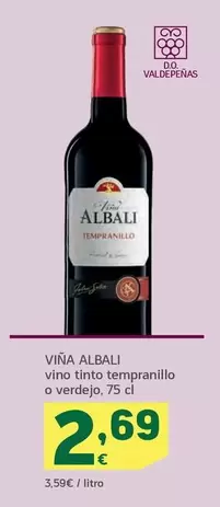 Oferta de Viña Albali - Vino Tinto Tempranillo O Verdejo por 2,69€ en HiperDino