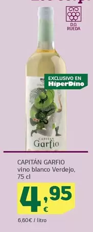 Oferta de Capitan Garfio - Vino Blanco Verdejo por 4,95€ en HiperDino