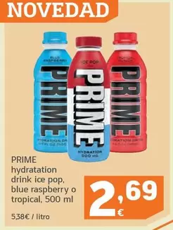 Oferta de Prime - Hydration Drink Ice Pop, Blue Raspberry O Tropical por 2,69€ en HiperDino