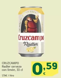 Oferta de Cruzcampo - Radler Cerveza Con Limon por 0,59€ en HiperDino