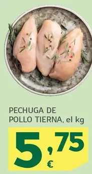 Oferta de Pechuga De Pollo Tierna por 5,75€ en HiperDino