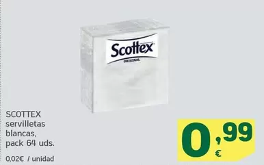 Oferta de Scottex - Servilletas Blancas por 0,99€ en HiperDino