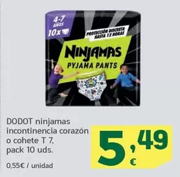 Oferta de Dodot - Ninjamas Incontinencia Corazon O Cohete T7 por 5,49€ en HiperDino