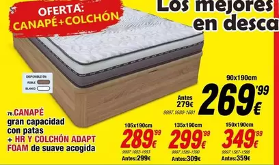 Oferta de Blanco - Canape + Colchon por 269,99€ en Rapimueble