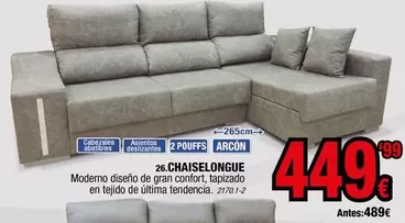 Oferta de Confort - 26 Chaiselongue por 449,99€ en Rapimueble