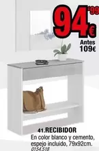 Oferta de Blanco - Recibidor En Color  Y Cemento Espejo Incluido por 94,99€ en Rapimueble